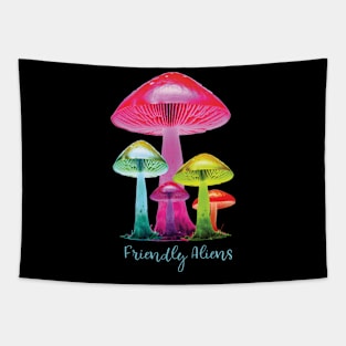 Colorful Alien Mushrooms Tapestry