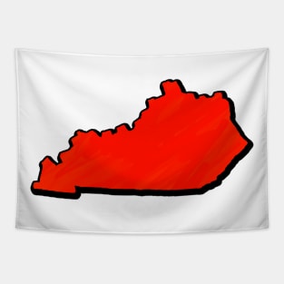 Bright Red Kentucky Outline Tapestry