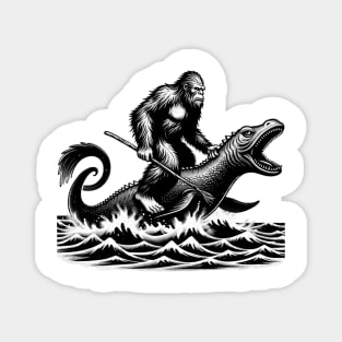 Bigfoot and Loch Ness Nessie, Funny Sci-Fi Cryptid Gift Magnet