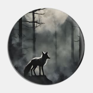 Mysterious Fox in the Foggy Forest Vintage Art Pin