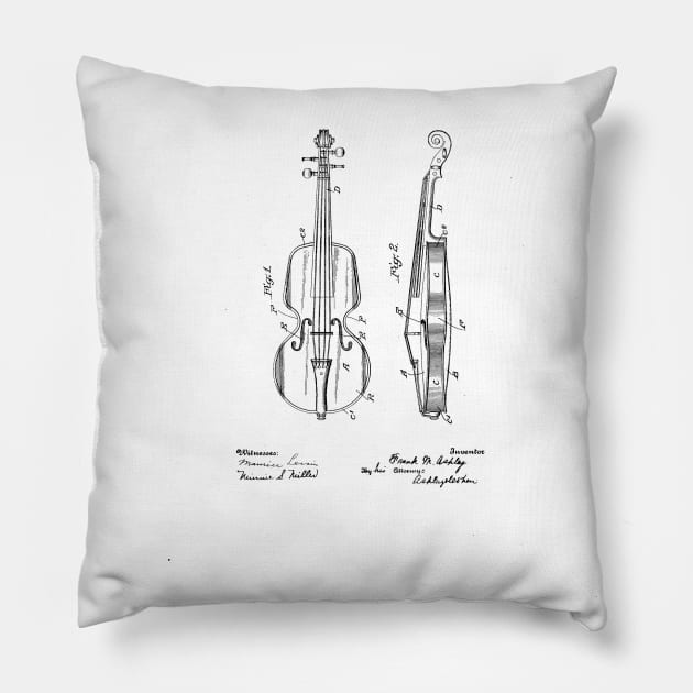 Violin Vintage Patent Drawing Pillow by skstring