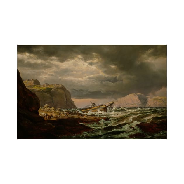 Shipwreck on the Coast of Norway by Johan Christian Dahl by Classic Art Stall