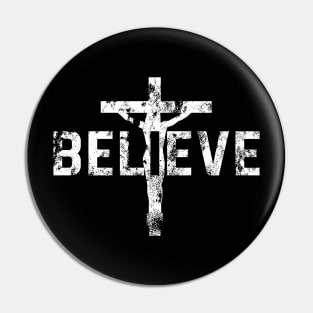 Believe Cross Christian Jesus Christ Religious Faith Women Men Pin