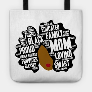 Black Mom Afro Word Art Tote