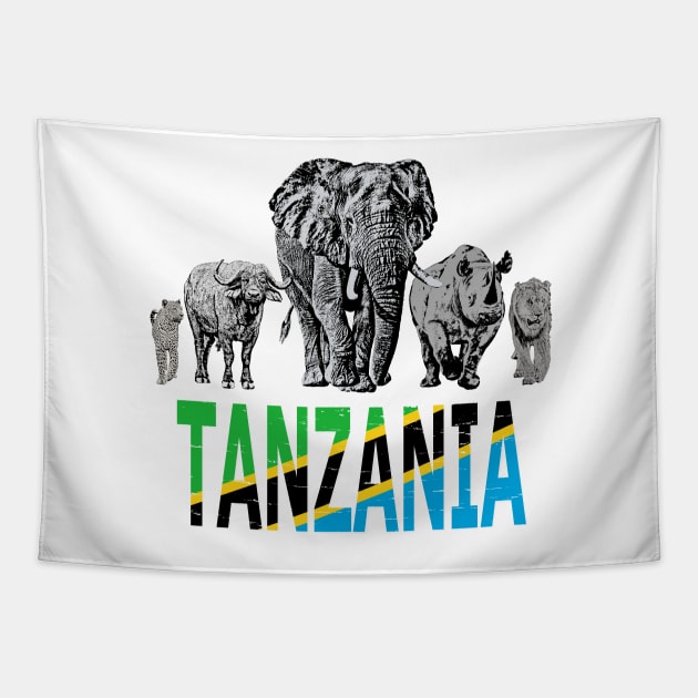 Africa's Big 5 Animals for Tanzanians Tapestry by scotch