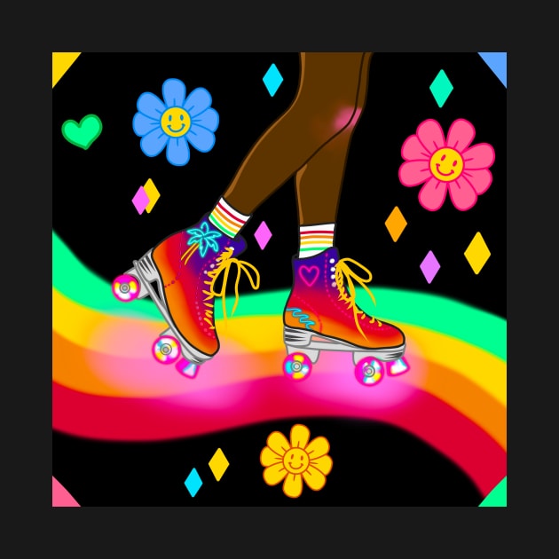 Rainbow Rollerskating by MarielaArtShop