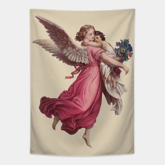 Vintage Victorian Era Christmas Angel Tapestry by MasterpieceCafe