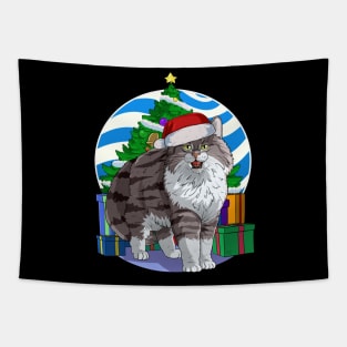 Norwegian Forest Cat Santa Christmas Gift Tapestry