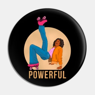 Powerful Roller Skater Natural Hair Black Woman Pin