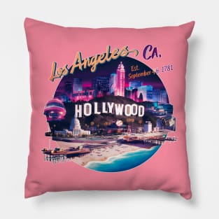 Los Angeles, California Souvenir Vintage Nostalgic Cityscape tee Pillow