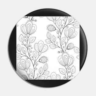 Non Colored Pattern with Floral Motifs Pin