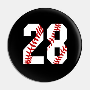 Baseball Number 28 #28 Baseball Shirt Jersey Favorite Player Biggest Fan Pin