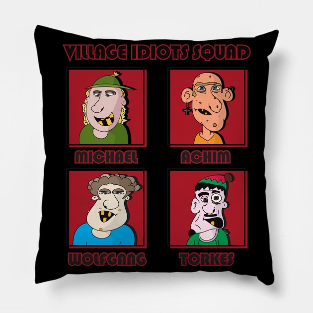 Comic Shirt Village Idiots Squad Friends 1 ENG Pillow by KAOZ