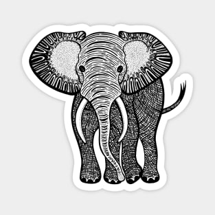 African Elephant Ink Art - on light colors Magnet