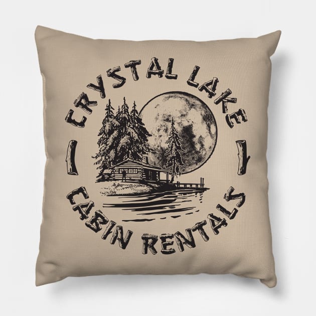 Crystal Lake Cabin Rentals Pillow by Video Nastees