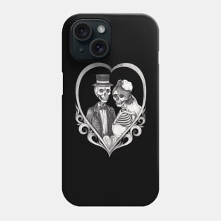 Skeleton lovers couple love wedding. Phone Case