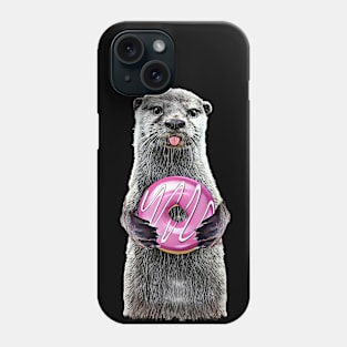 Otter Holding Doughnut, cute otter with pink donut Phone Case