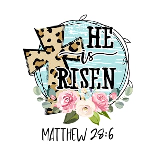 He is Risen Jesus Christian Happy Easter Floral Wreath Women T-Shirt