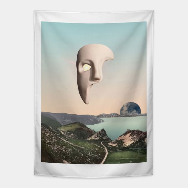 Face In The Rock - Surreal/Collage Art Tapestry by DIGOUTTHESKY