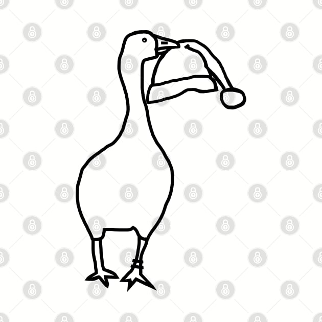 Gaming Goose Steals Christmas Santa Hat Line Drawing by ellenhenryart