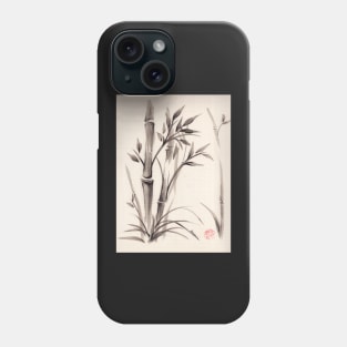 Bamboo Garden:   Sumi-e Bamboo Ink Wash Painting by Rebecca Rees Phone Case