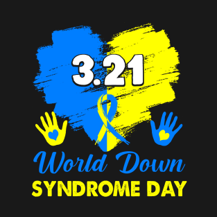 Blue Yellow Heart 21 World Down Syndrome Awareness Day T-Shirt