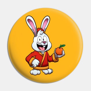 Cute Rabbit Holding Mandarin Pin