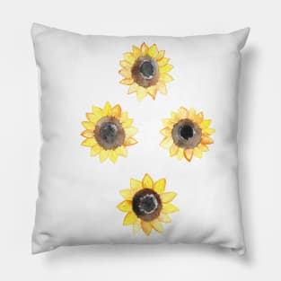 Cheerful Watercolor Sunflowers Pillow