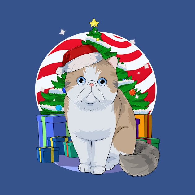 Exotic Shorthair Cat Christmas Tree Santa by Noseking