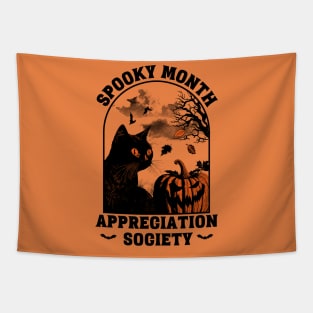 Spooky Month Appreciation Society – Halloween Black Cat Tapestry