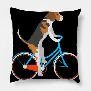 Biking Bicycling Beagle Dog on Bicycle Pillow