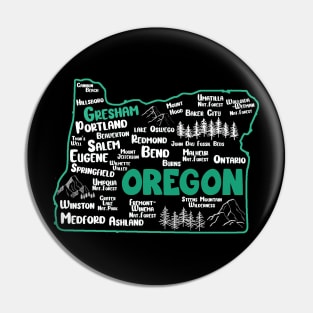 Cute map of Gresham Oregon, Portland, Salem, Eugene, Springfield, Bend, Ontario, Medford Pin