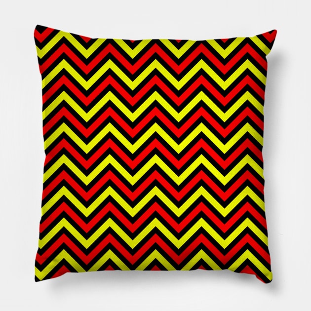 Zigzag Lines - Red Yellow Pillow by SanTees