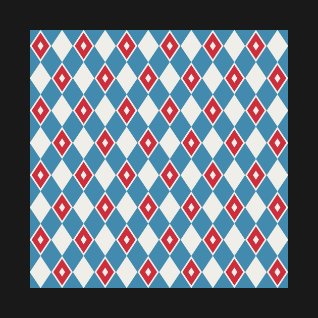 Red White and Blue Harlequin Pattern by Blue-Banana