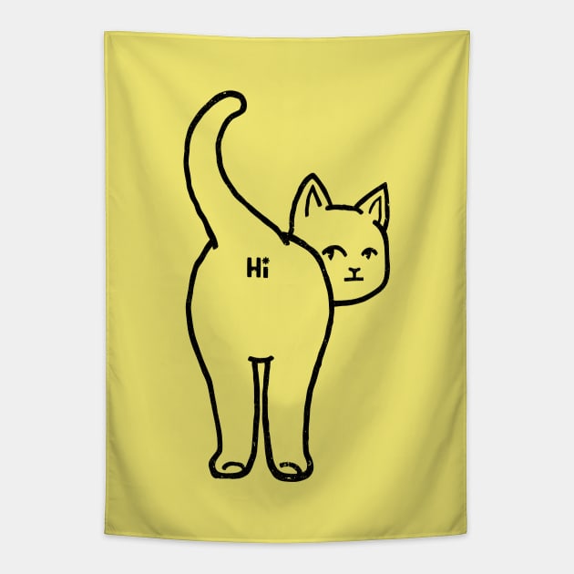 Hello Cat Butt Minimalist Line by Tobe Fonseca Tapestry by Tobe_Fonseca