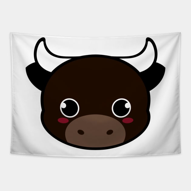 Cute Black Bull Tapestry by alien3287