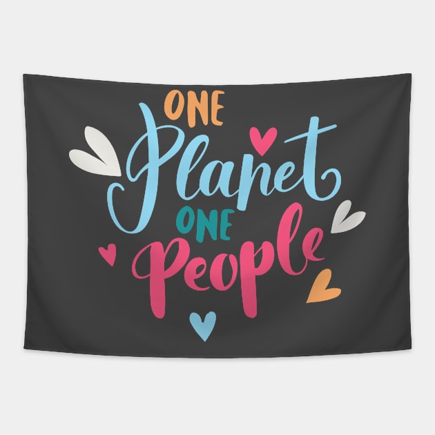 One Planet, One People - mankind is one family Tapestry by irfankokabi