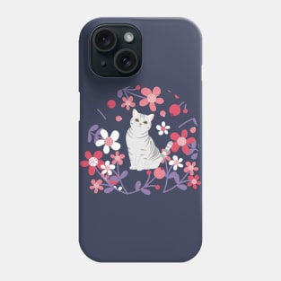 American Shorthair Cat and Flowers - Purple Phone Case