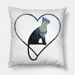 Love Cat - Van Gogh Starry Night Cat Pillow