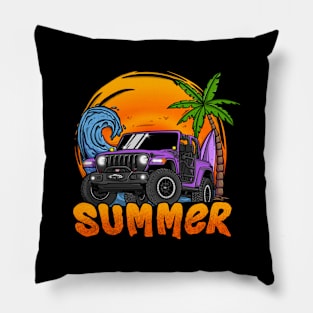 Purple Jeep Wrangler Summer Holiday Pillow