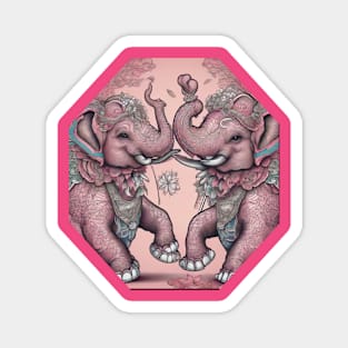 Blue and pink elephants Magnet