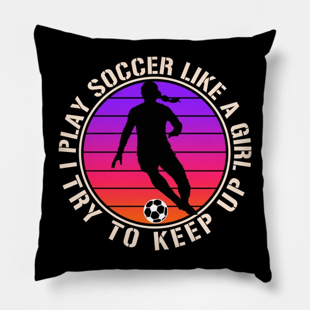 Women Soccer Funny Pillow by RichyTor