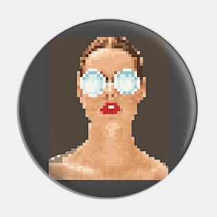 Lady Bust with reflective glasses Pin