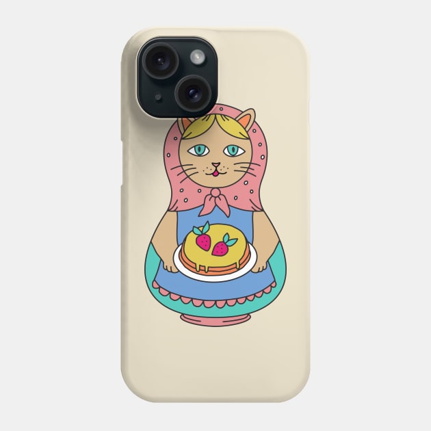 Catryoshka Cook Cat Matryoshka Phone Case by okpinsArtDesign