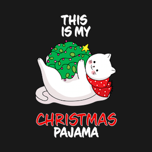 This Is My Christmas Pajama Cat Lights Family Matching Christmas Pajama Costume Gift T-Shirt