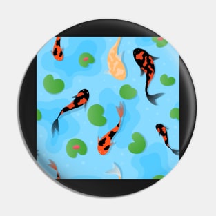 koi carps and lotus in water, japanese culture symbols Pin