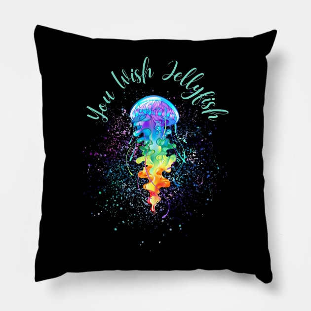 You Wish Jellyfish Pillow by Tripley Tees