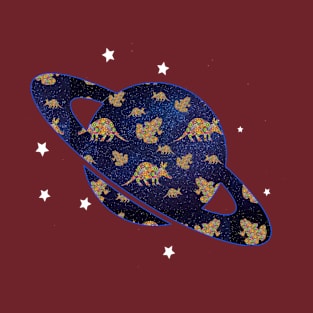 Hippie Aardvarks and Frogs in Outer Space Planet Design T-Shirt