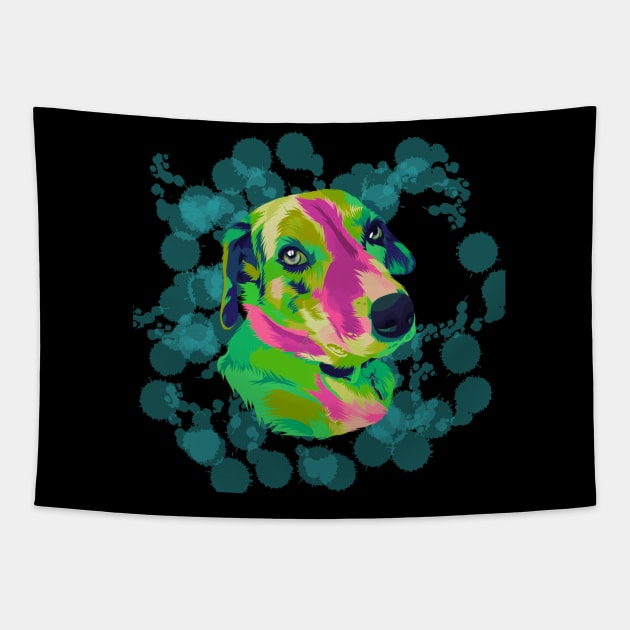 Dog in pop art Tapestry by Fadmel