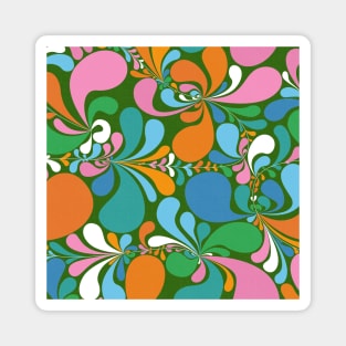 Groovy Folk Flowers, Maximalist Retro Decor / Summer of 1963 Magnet